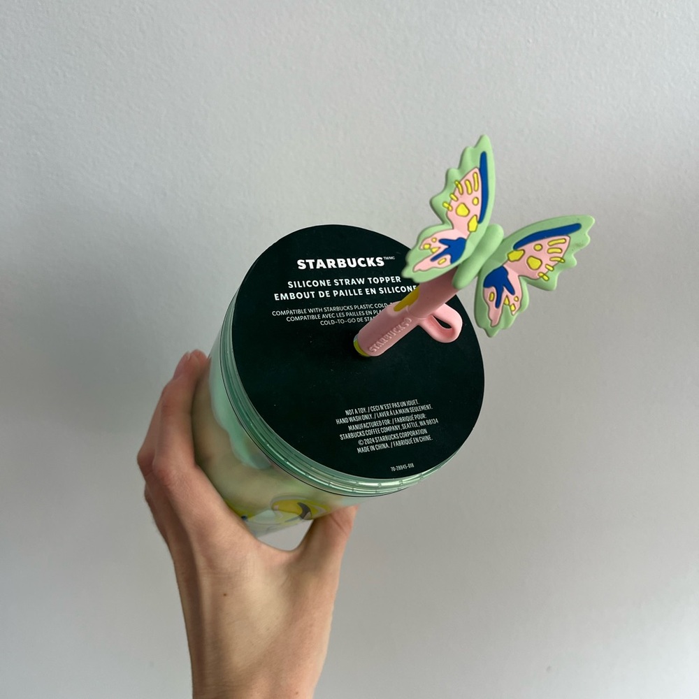 Starbucks Butterfly Canna Lily Straw Topper Iridescent Tumbler New - Picture 4 of 5
